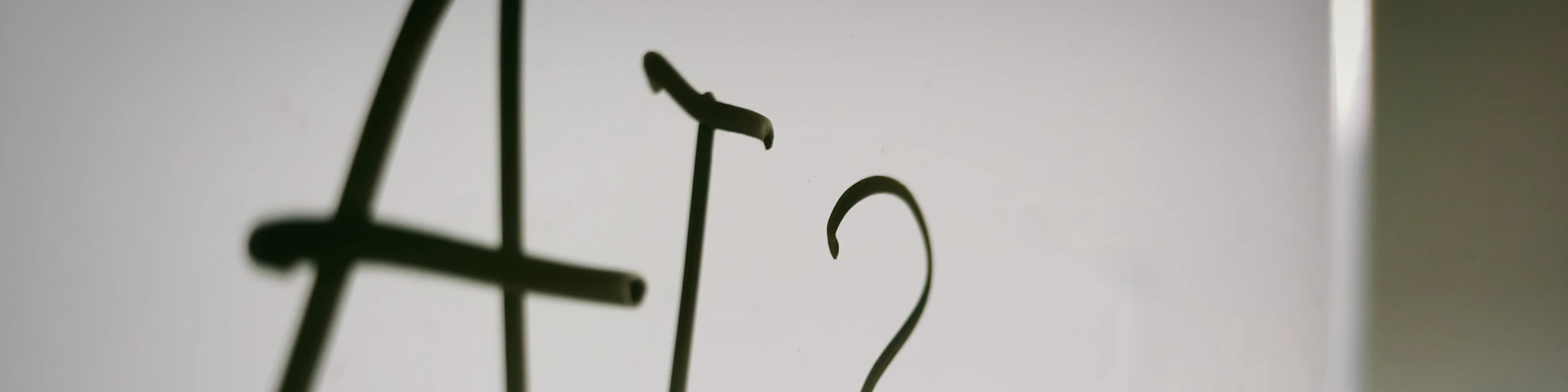 a sign with a question mark and a question mark drawn on it