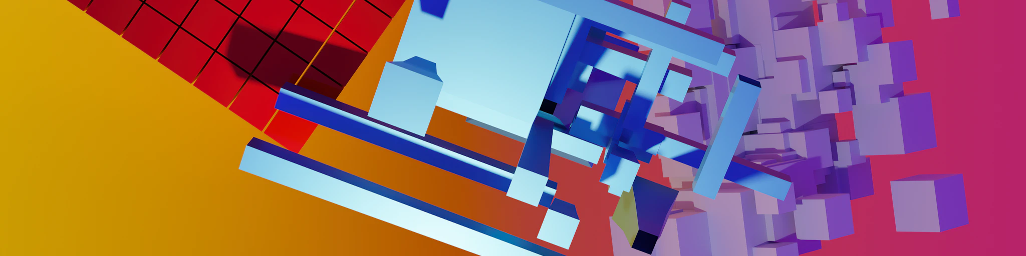 Abstract geometric shapes in blue and red