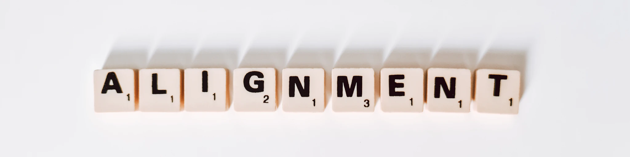 the word alignmentment spelled with scrabble letters