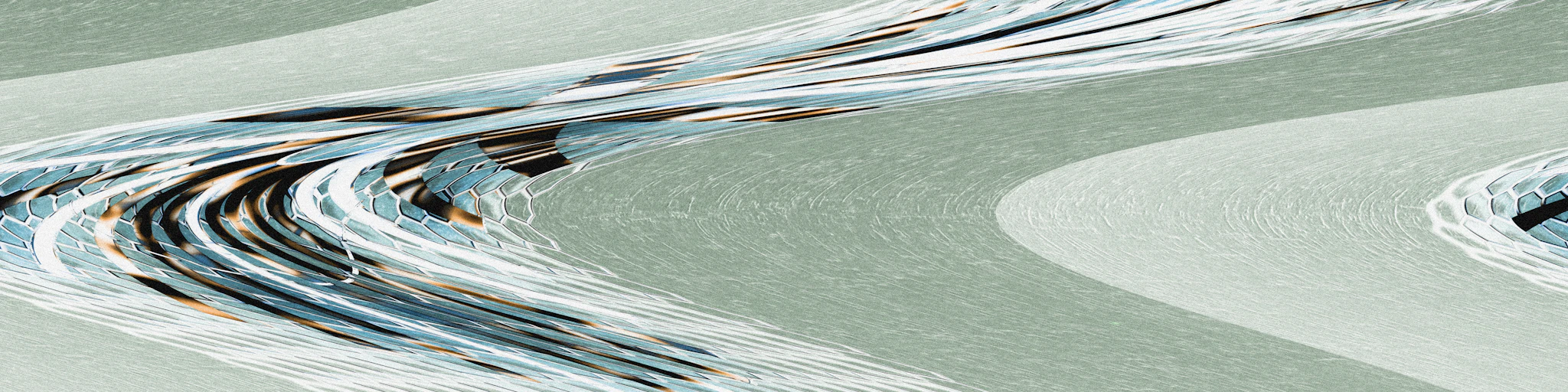 Wavy, distorted abstract image with gray and white tones.