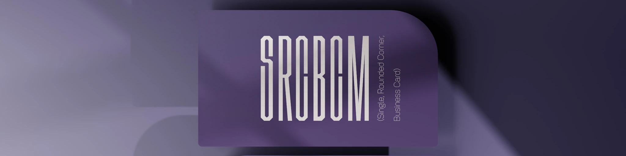 a purple business card with a shadow on it