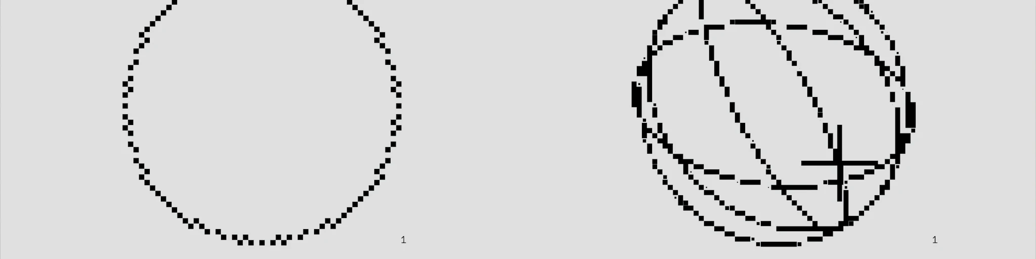 a black and white drawing of a ball and a circle
