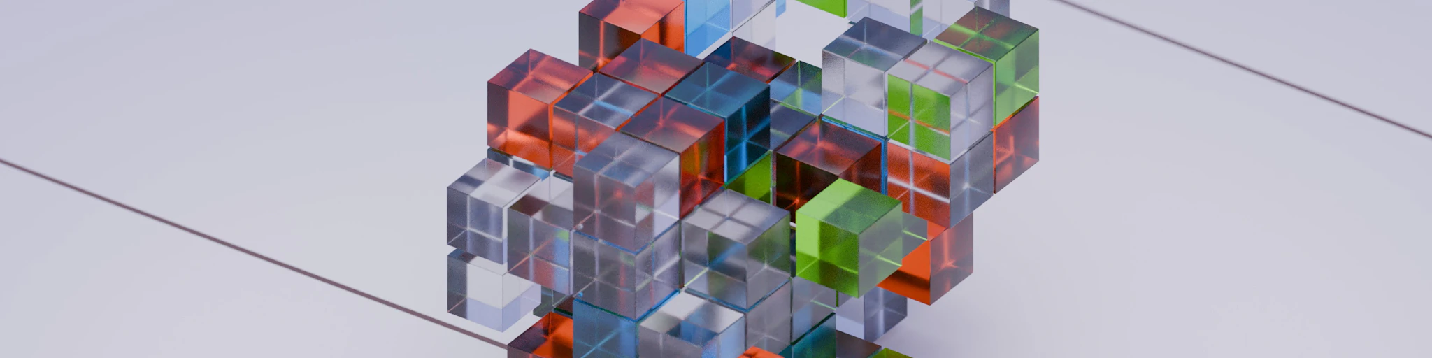 A colorful cube is shown on a white surface