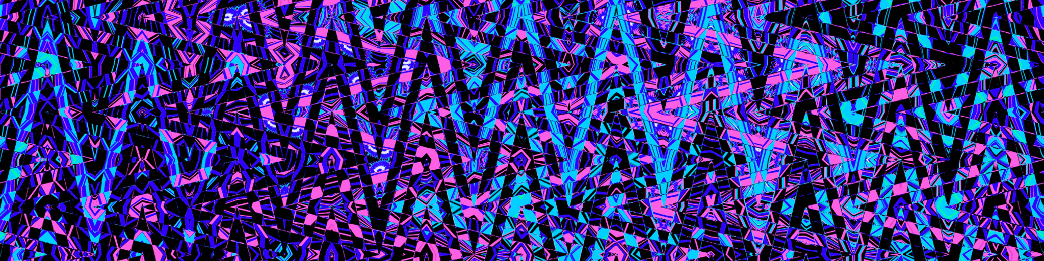 Abstract, colorful zigzags dominate the image.