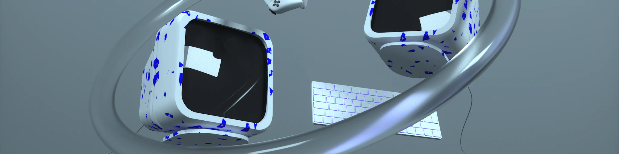 a pair of white and black electronic devices