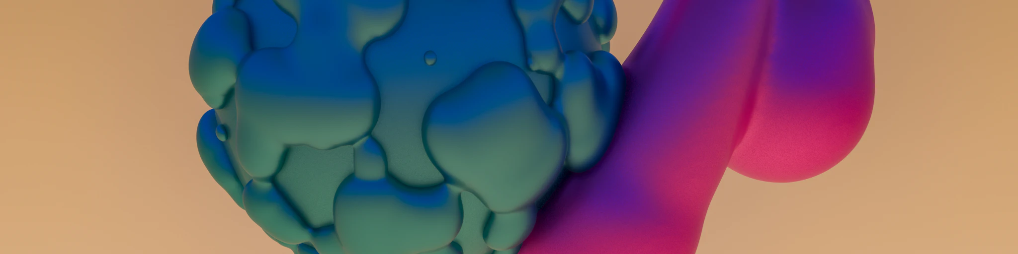 A computer generated image of a blue and pink object
