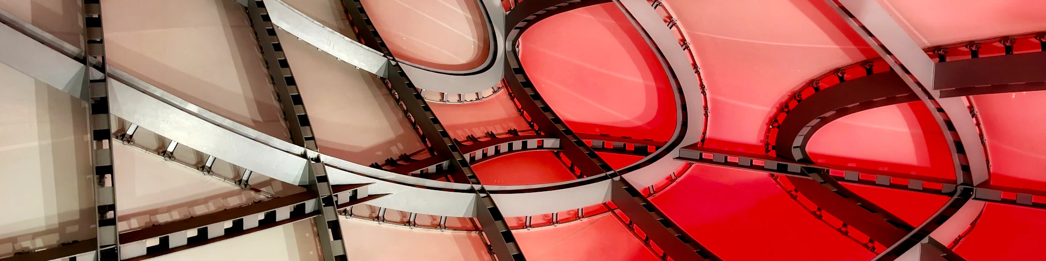 a close up of a red and white object