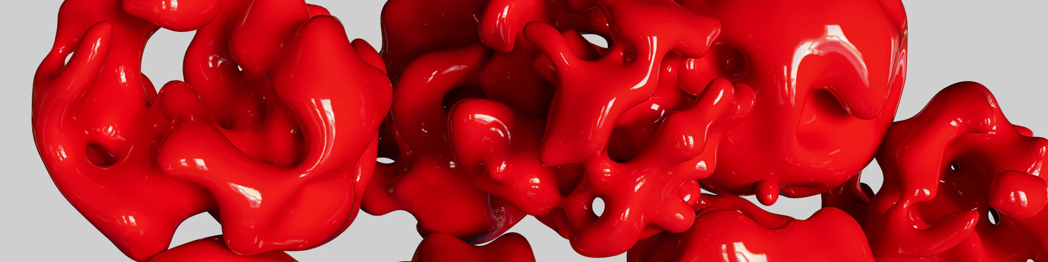 a group of red objects sitting on top of a table